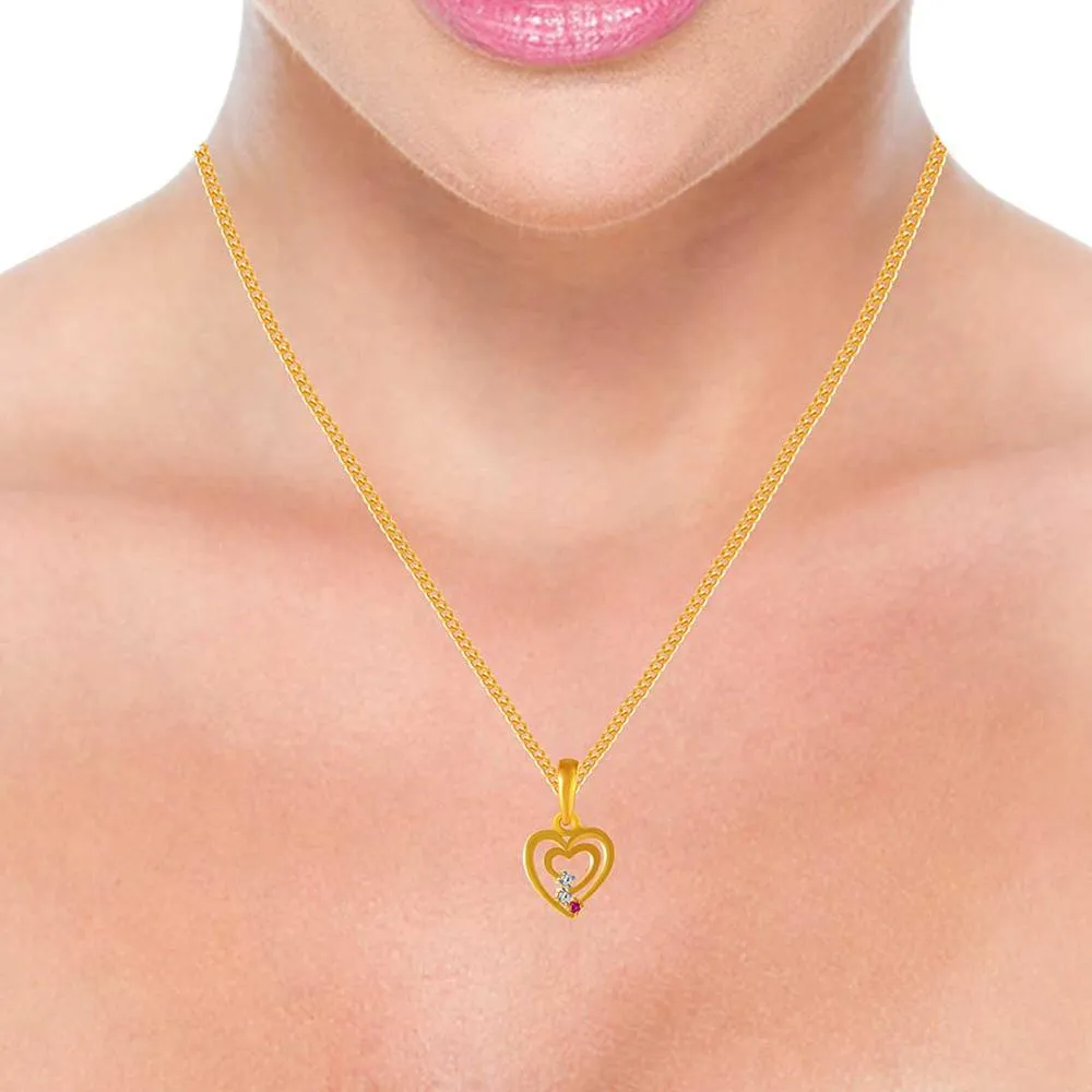 14k Dual Interlocked Hearts Adorned With S