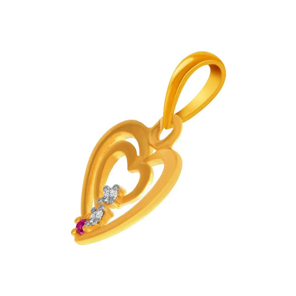 14k Dual Interlocked Hearts Adorned With S