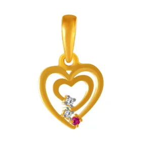 14k Dual Interlocked Hearts Adorned With S