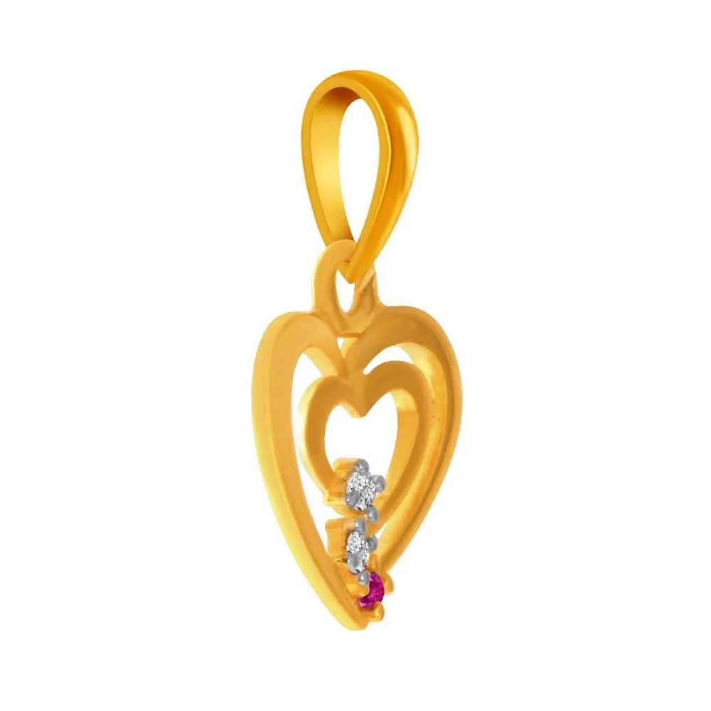 14k Dual Interlocked Hearts Adorned With S