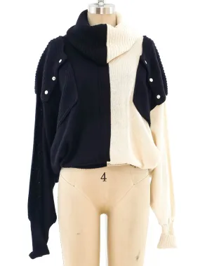 1980's Black and White Knit Sweater
