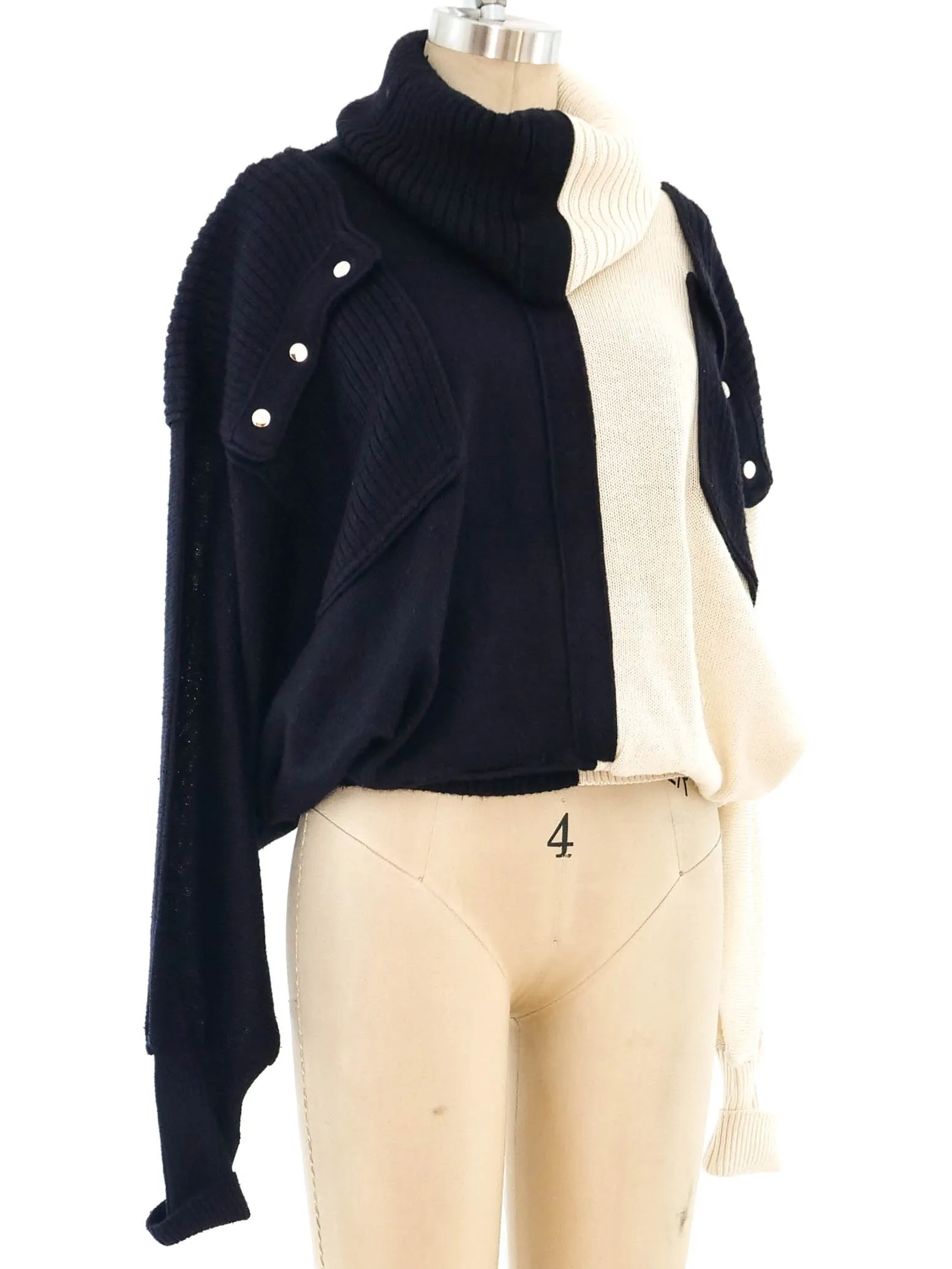 1980's Black and White Knit Sweater