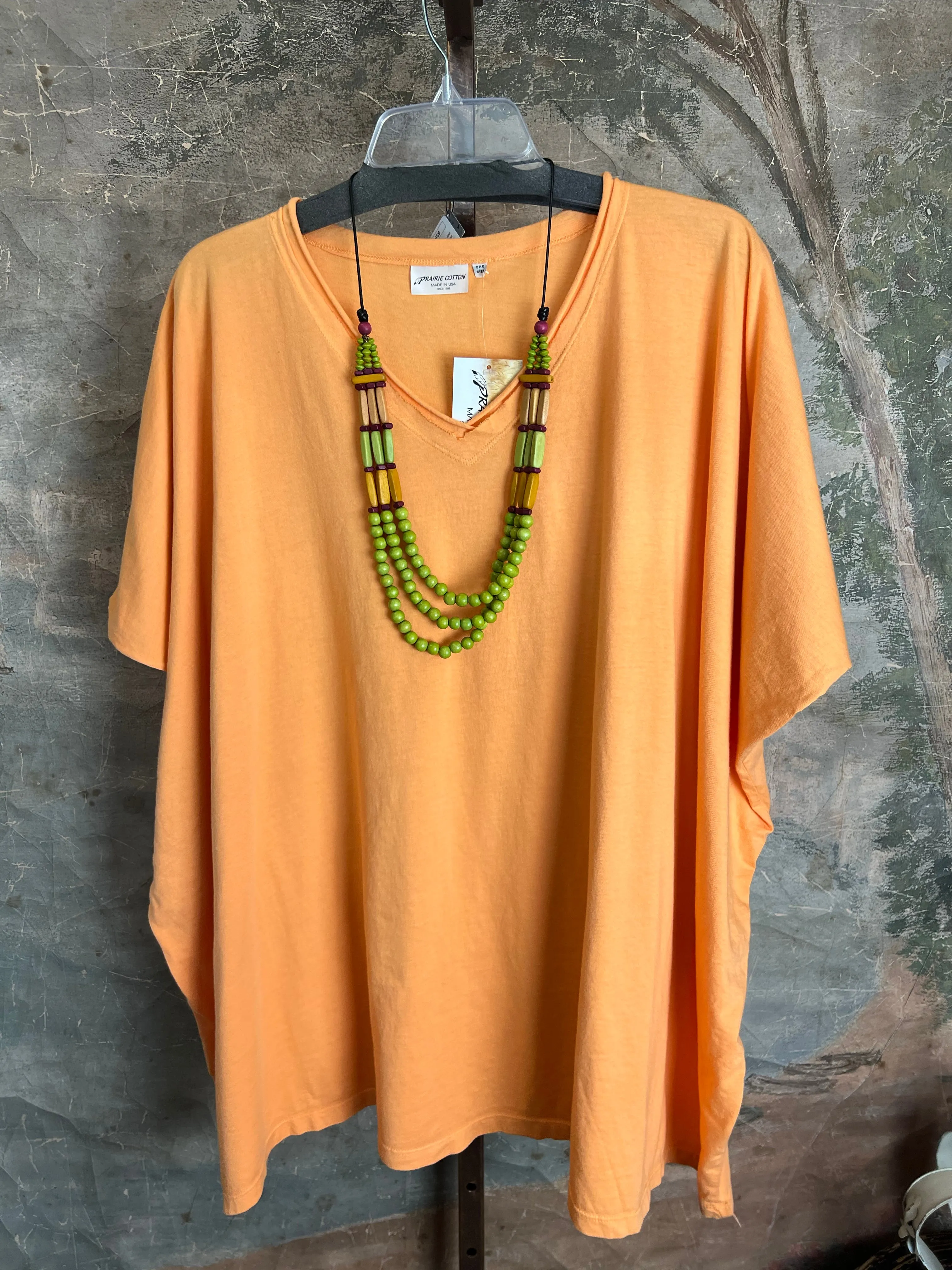 8715 Solid V-Elbow Tunic Tshirt-Creamsicle