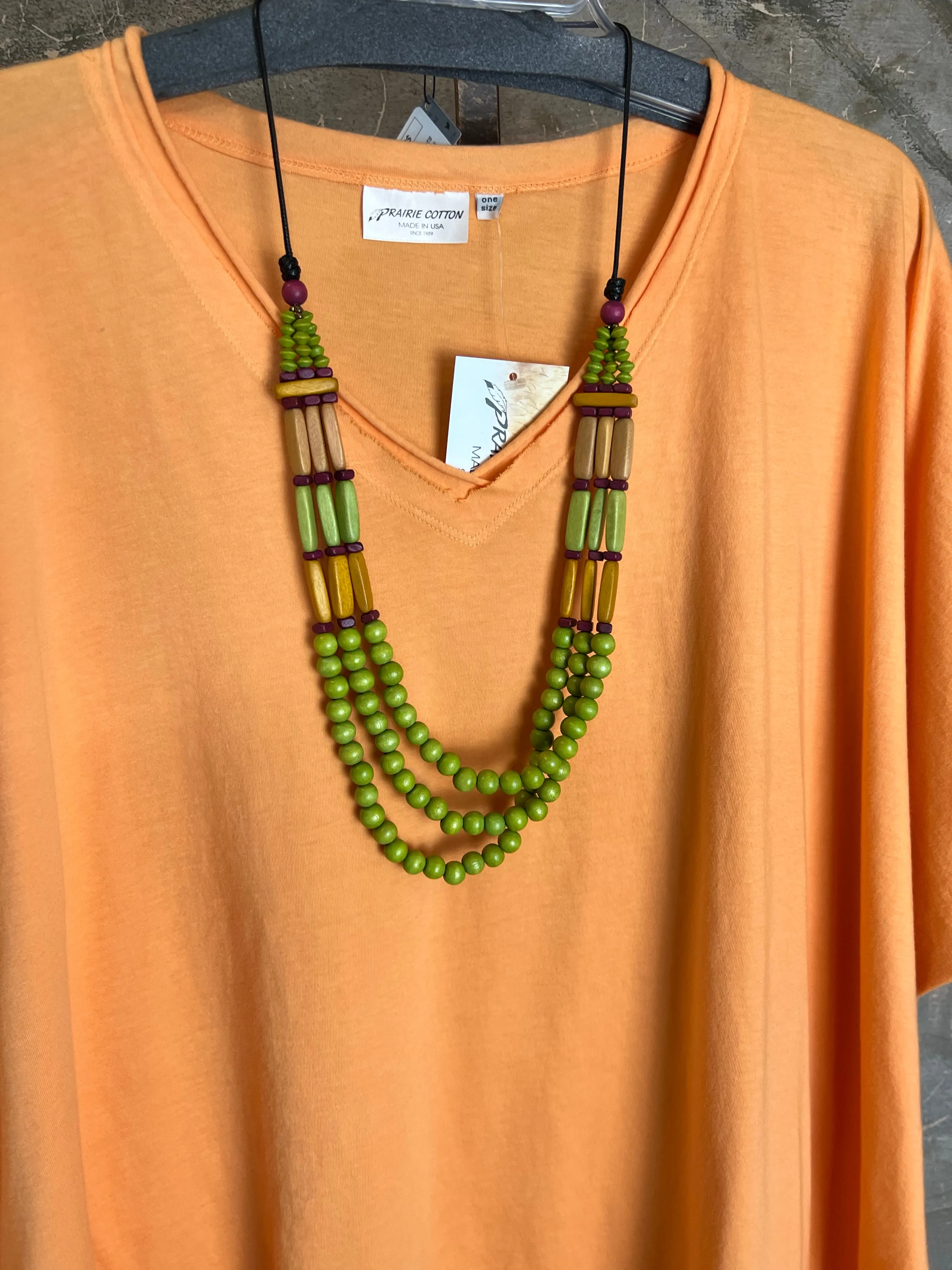 8715 Solid V-Elbow Tunic Tshirt-Creamsicle