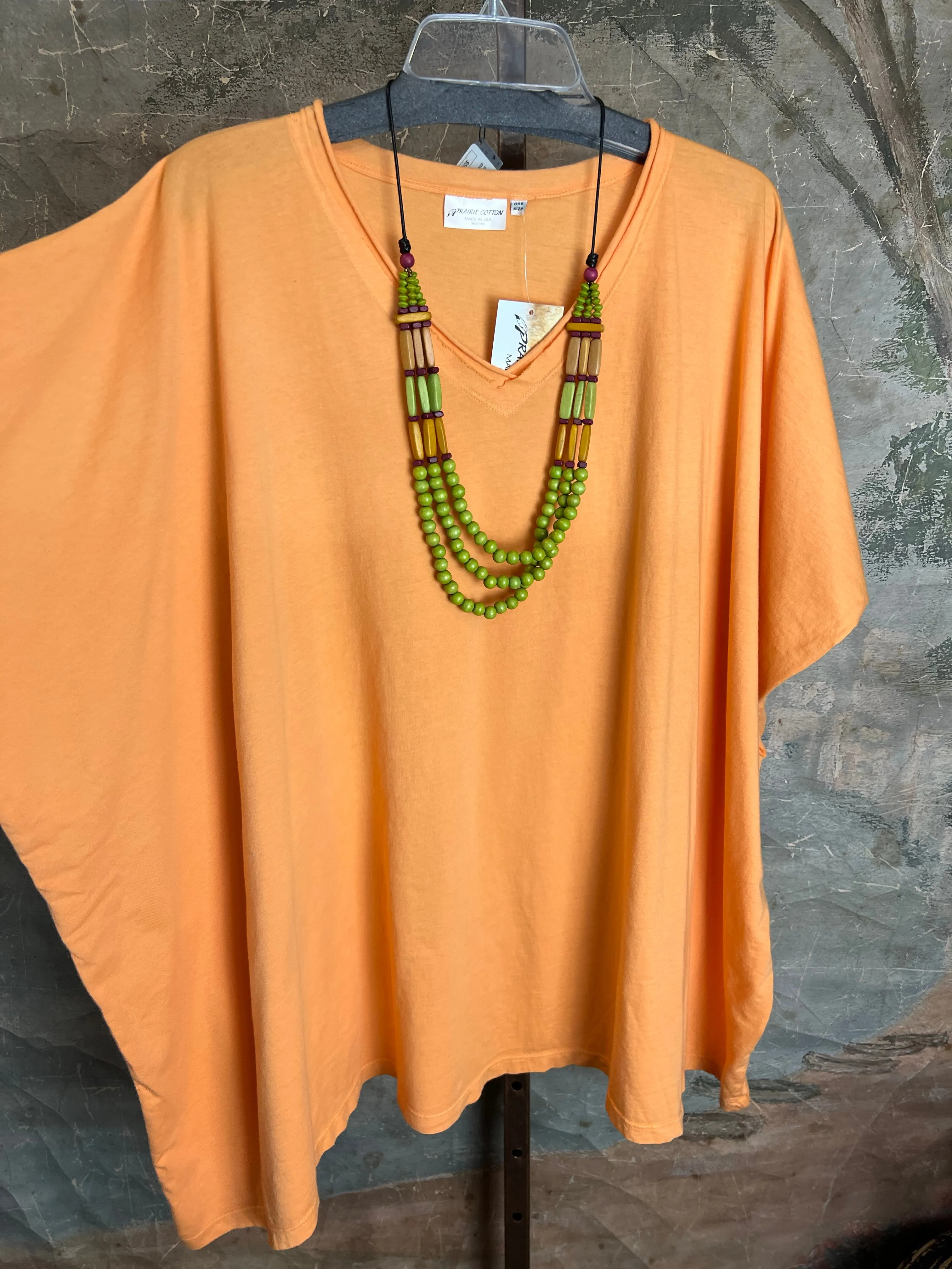 8715 Solid V-Elbow Tunic Tshirt-Creamsicle