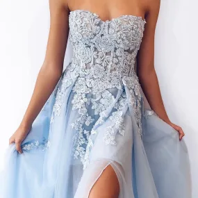 A & N Official Strapless Baby Blue Ball Gown