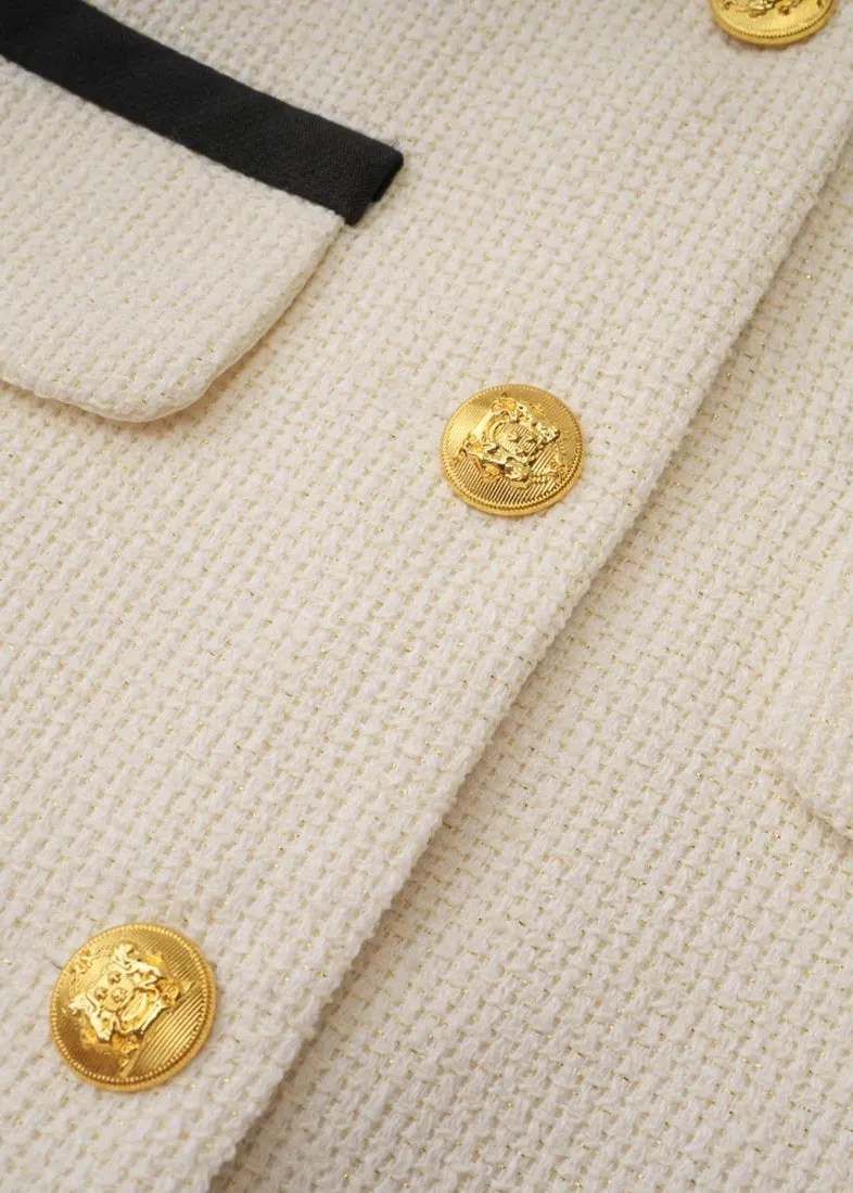 Alba Mandarin Collar Cropped Blazer