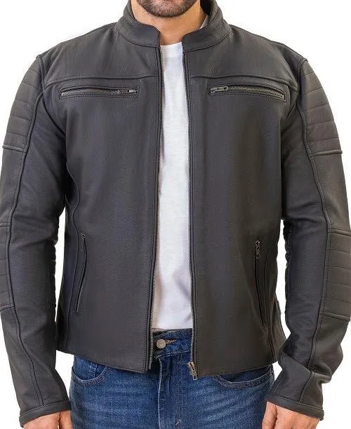 Alexander Matte leather Cafe Racer motorcycle jacket