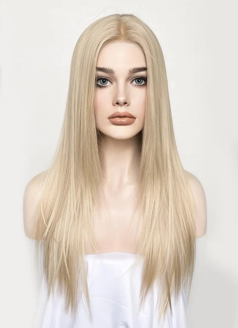 Ash Blonde Straight Hush Layered Cut Lace Front Synthetic Wig LFK5536A
