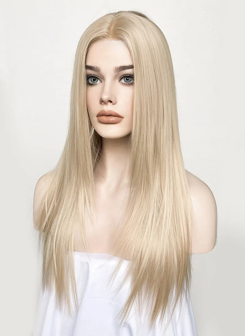 Ash Blonde Straight Hush Layered Cut Lace Front Synthetic Wig LFK5536A