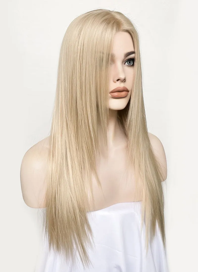 Ash Blonde Straight Hush Layered Cut Lace Front Synthetic Wig LFK5536A