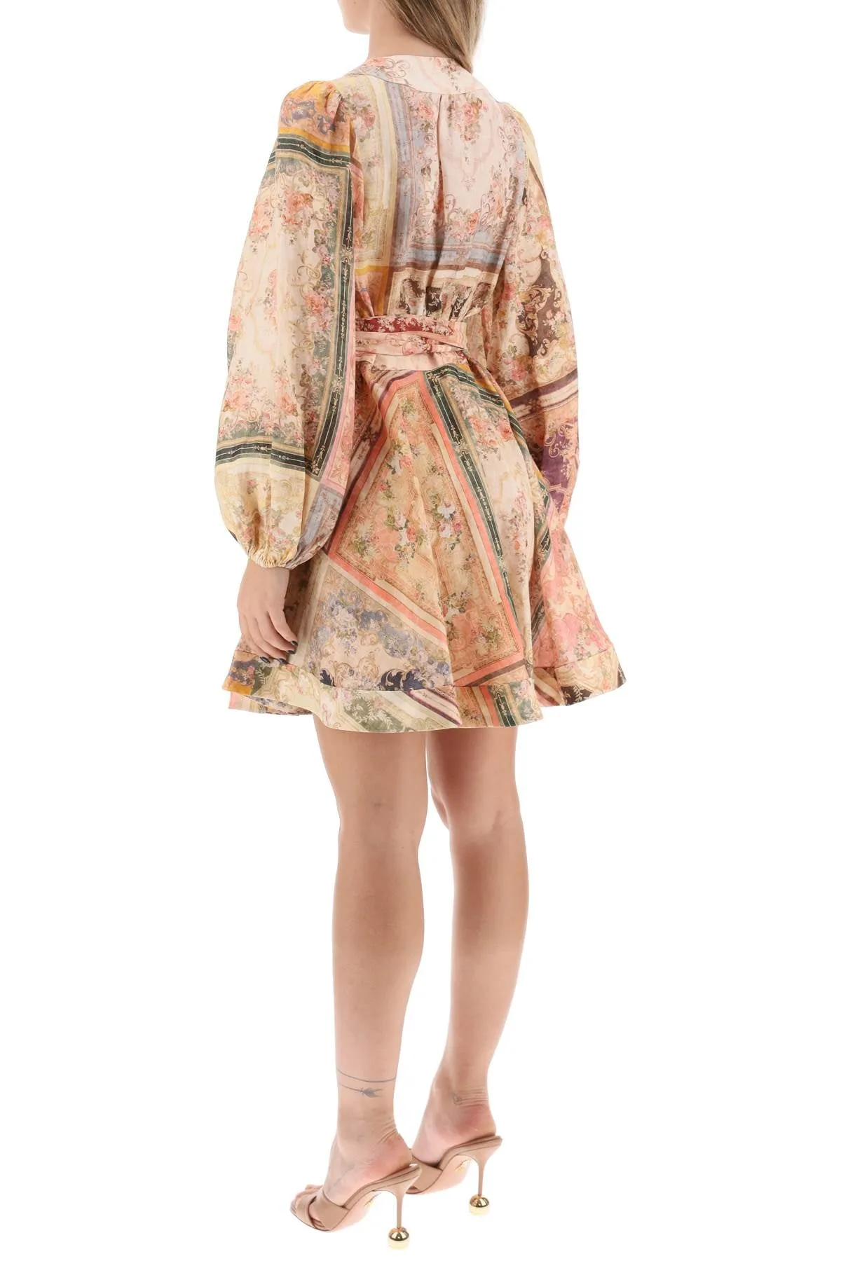 august linen short wrap dress