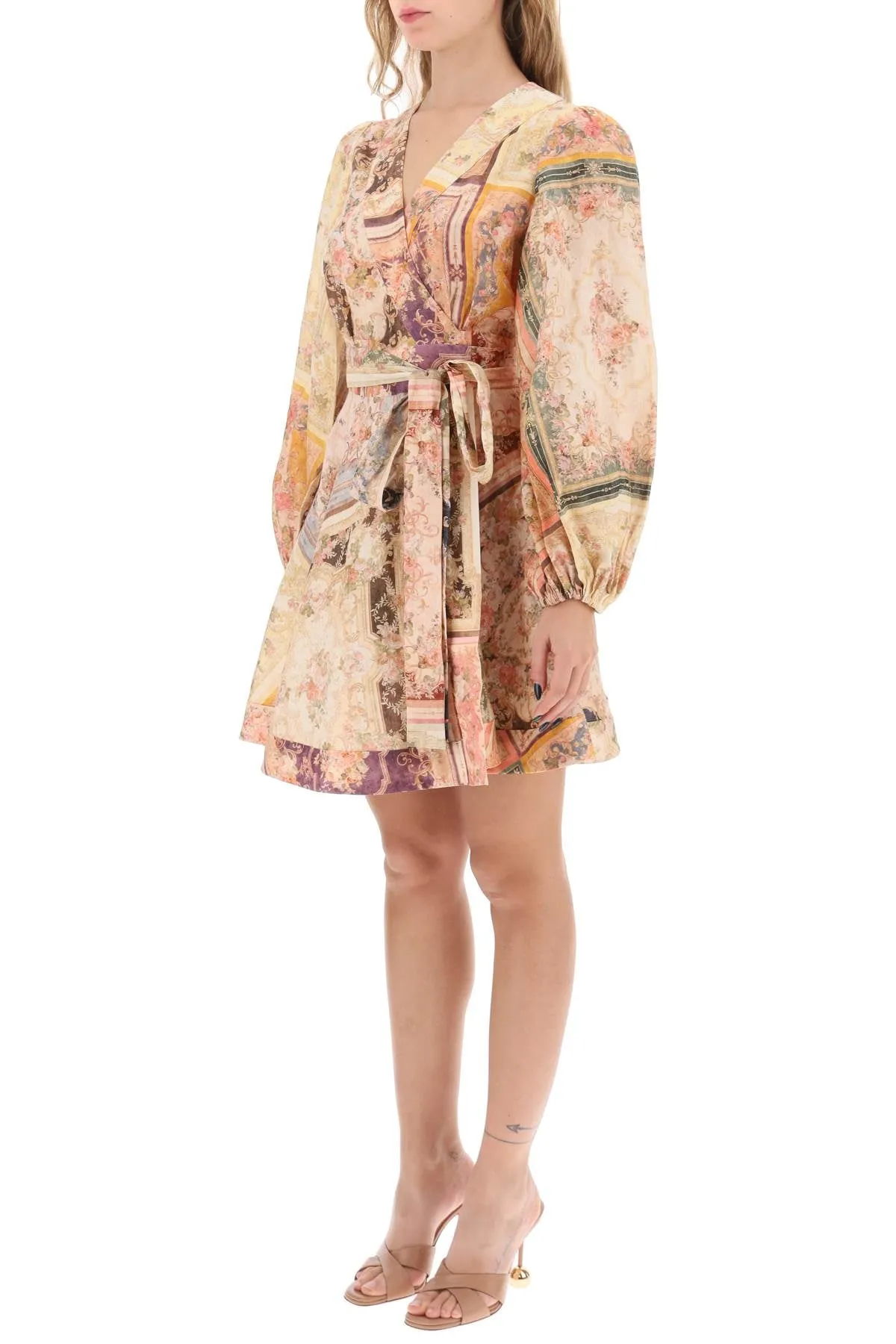 august linen short wrap dress