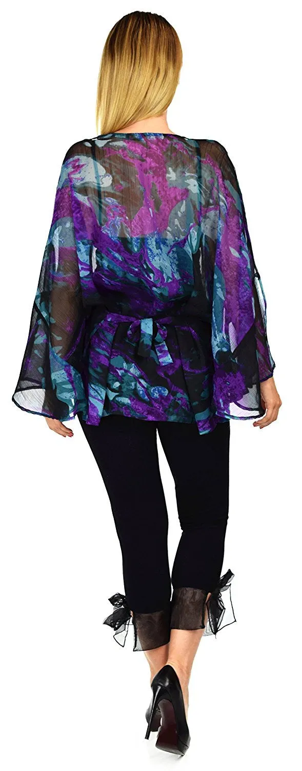 Beaded Butterfly Sleeve Tunic Blouse Top / Cover Up | Reg & Plus Sizes