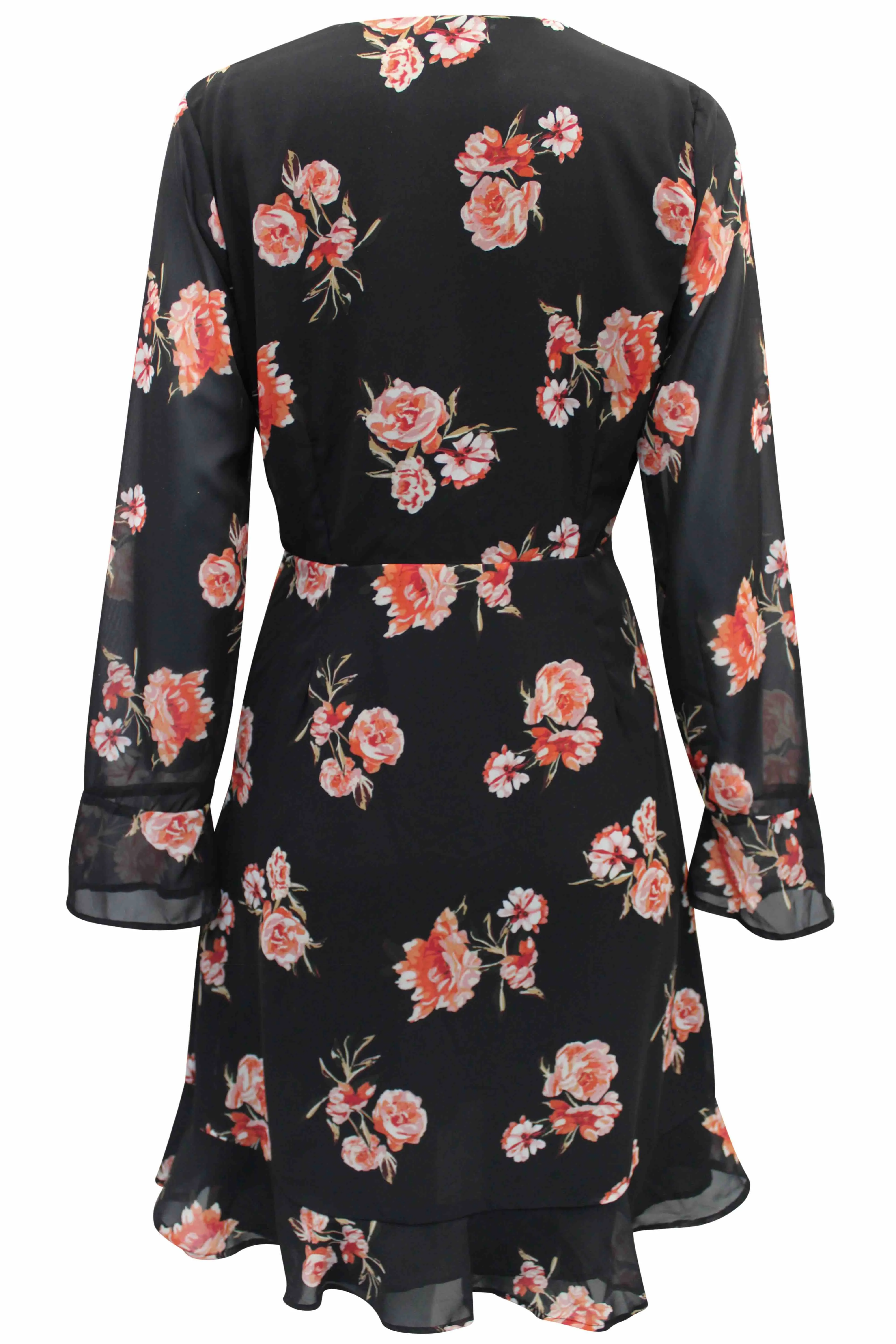 Black Rose Wrap Dress