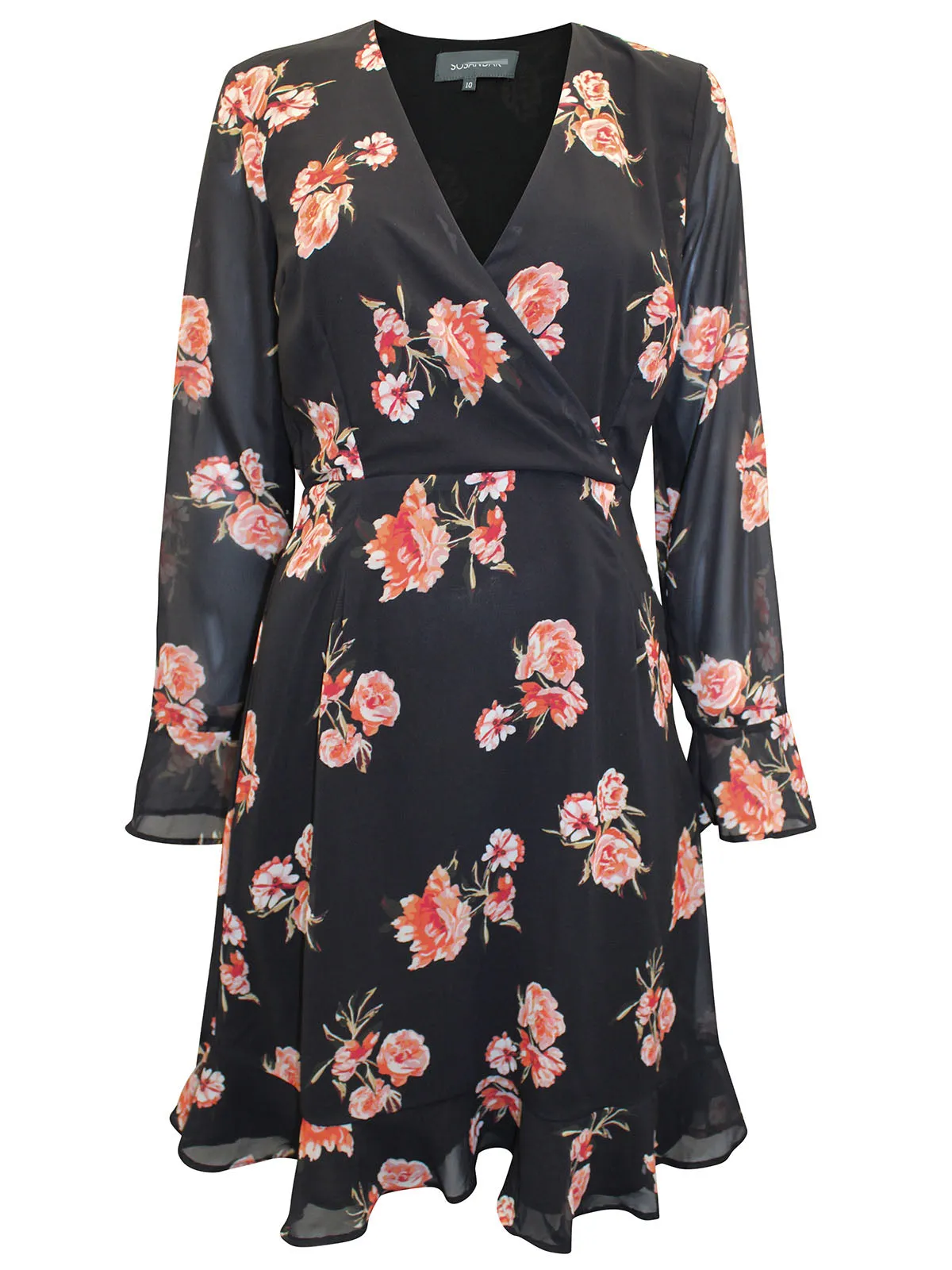Black Rose Wrap Dress
