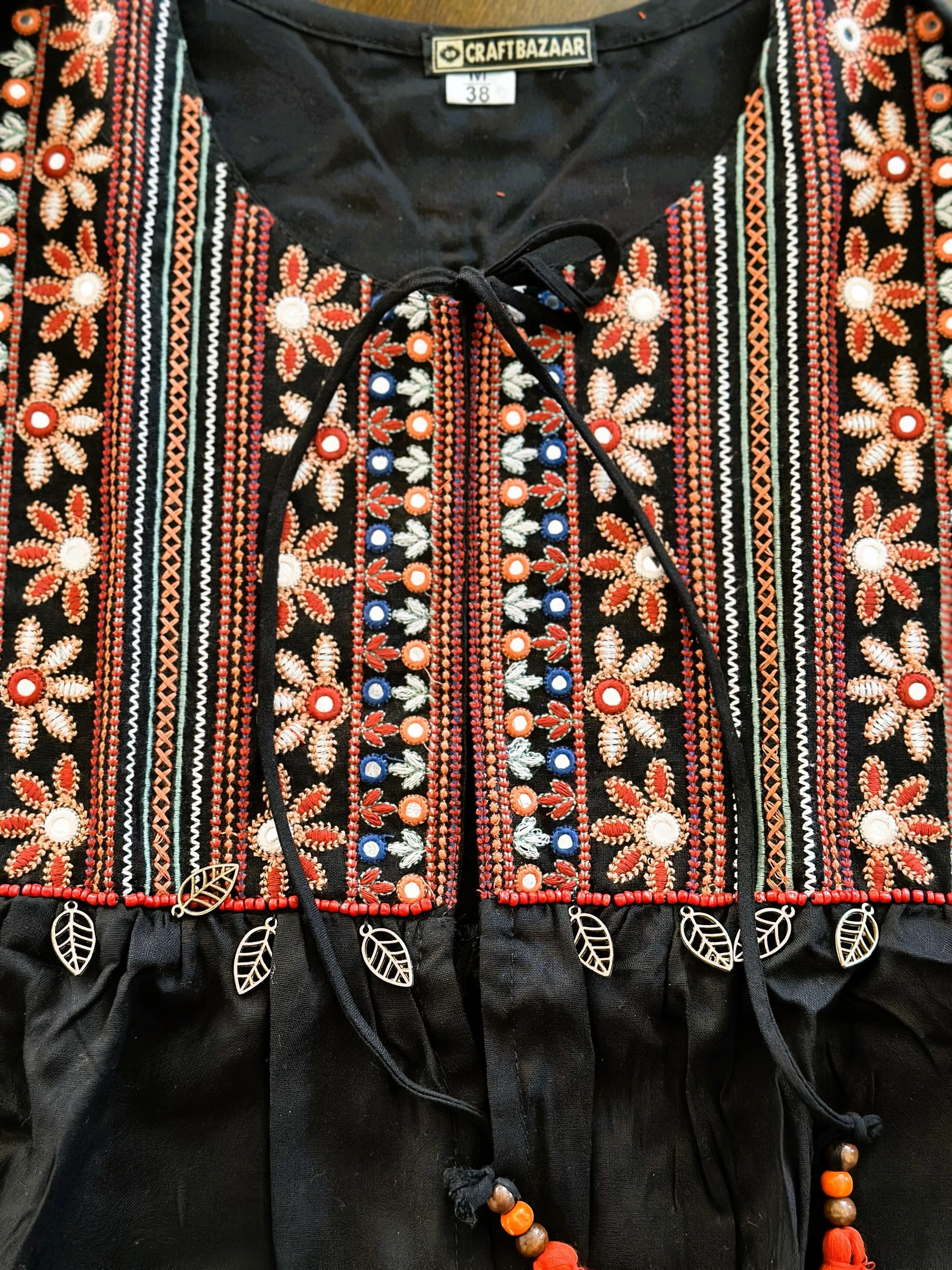 Bohemian Kutch Embroidered Black Shrug