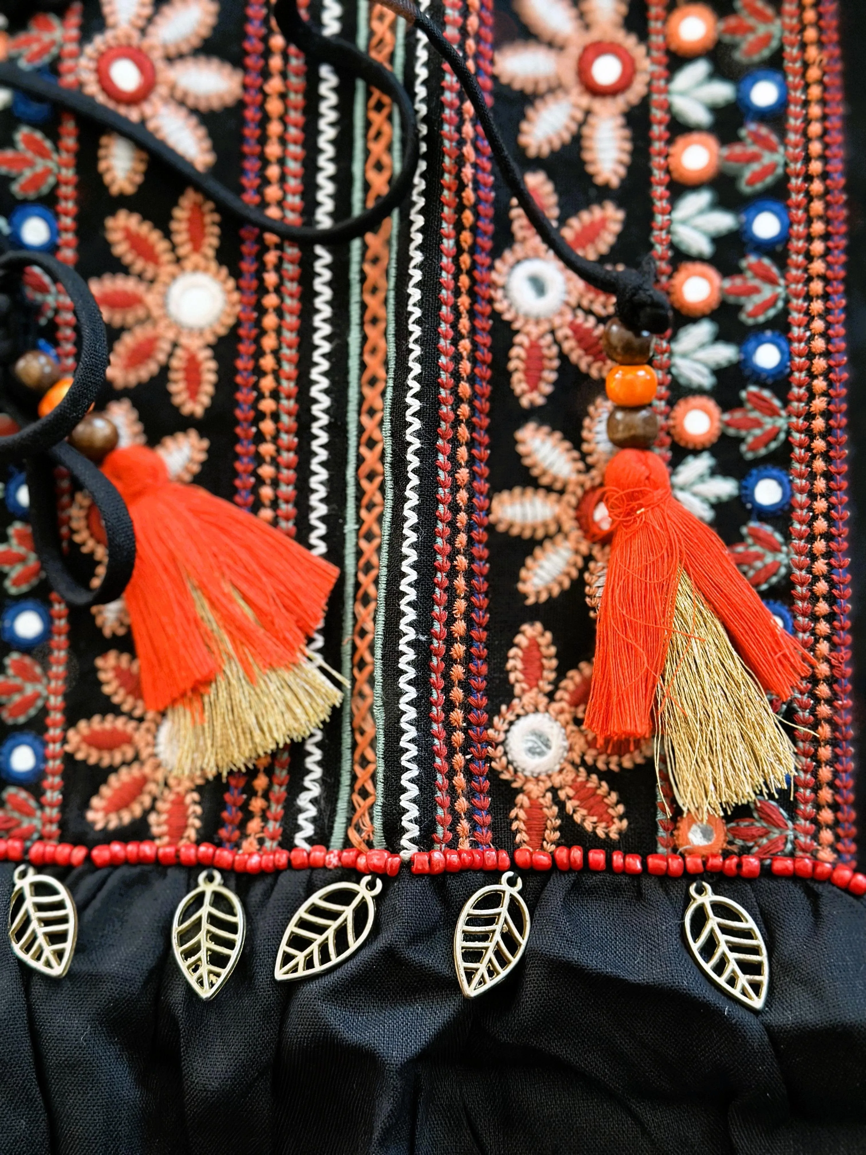 Bohemian Kutch Embroidered Black Shrug