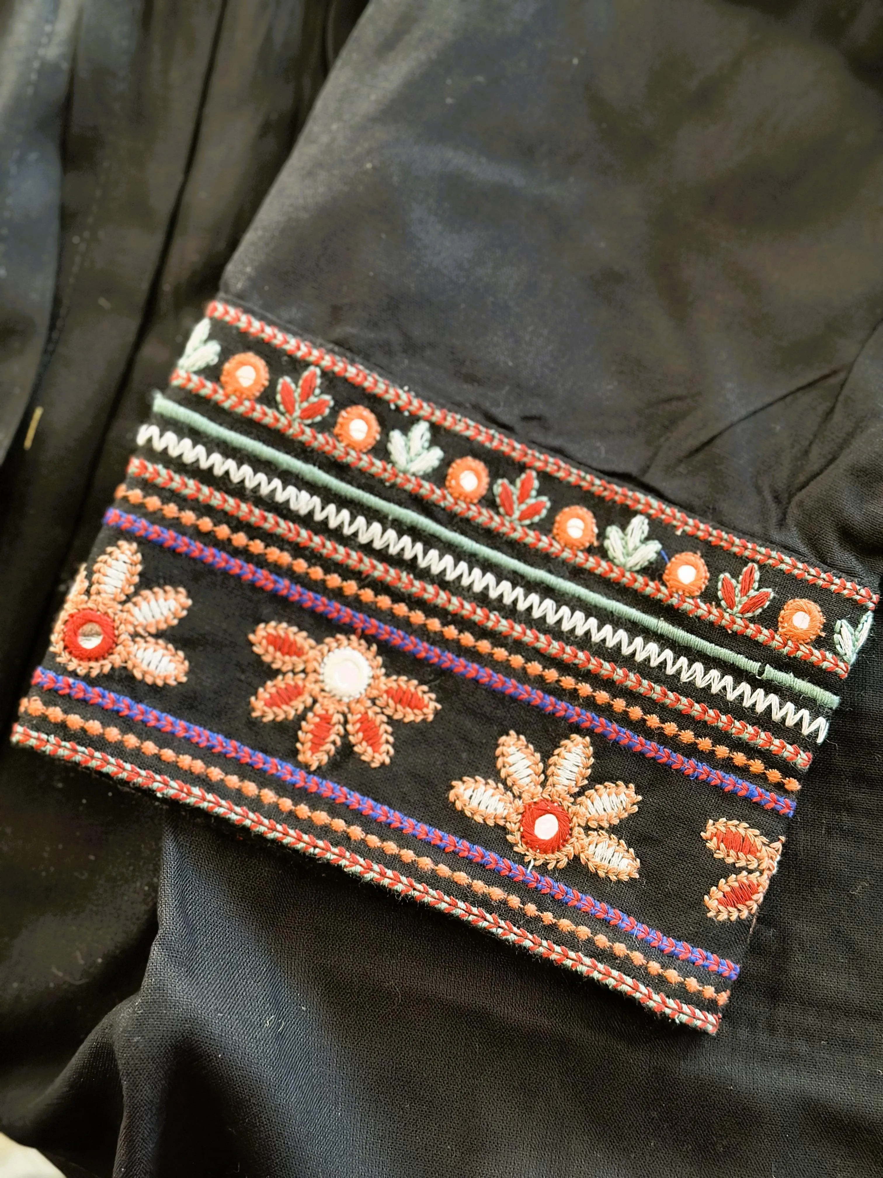 Bohemian Kutch Embroidered Black Shrug