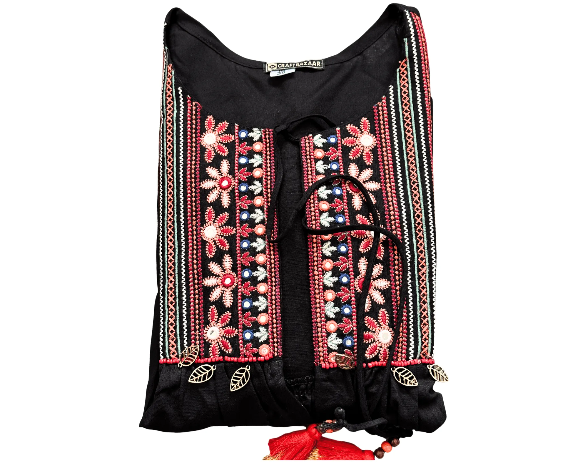 Bohemian Kutch Embroidered Black Shrug