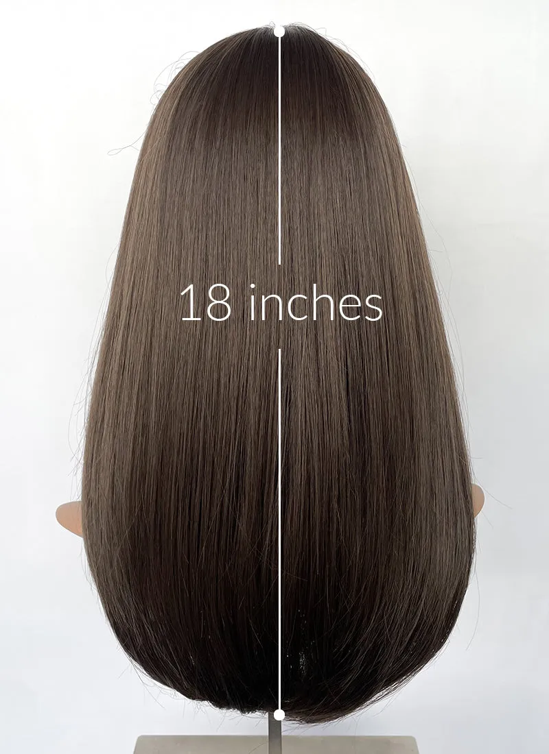 Brunette Curtain Bangs Straight Hush Layered Cut Lace Front Synthetic Hair Wig LF3324