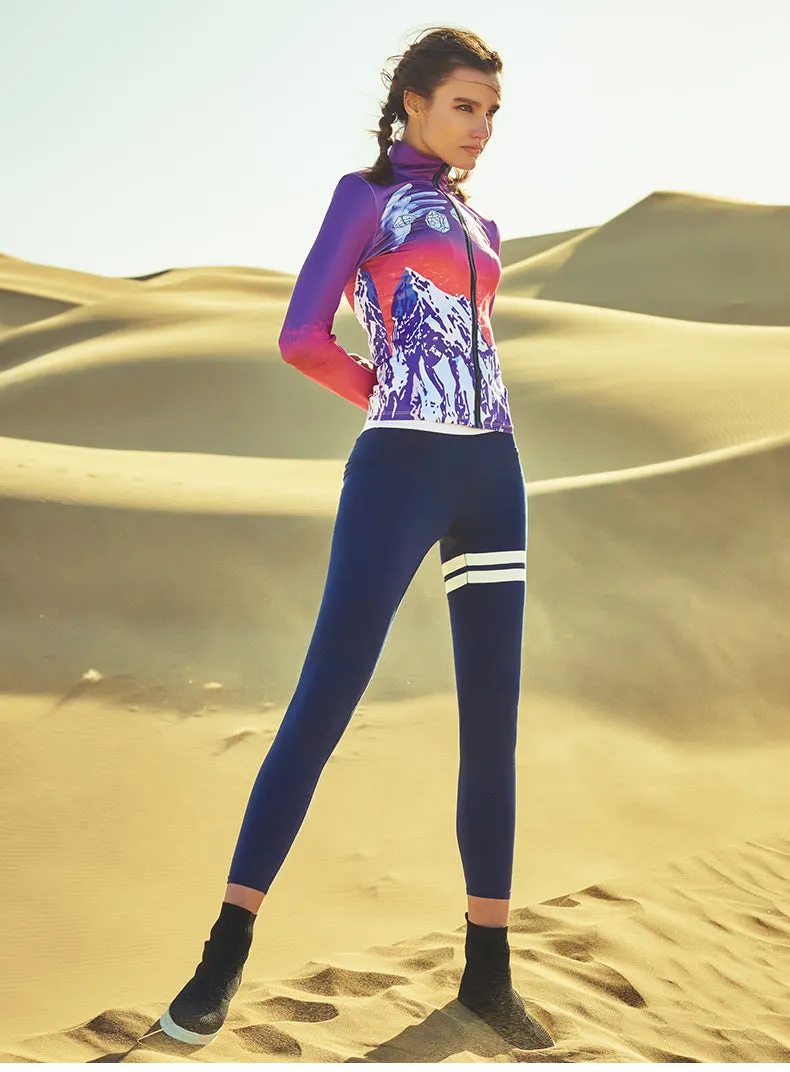 CAGGEEN BREATHABLE RUNNING TRAINING JACKET WITH GRAPHIC PRINT