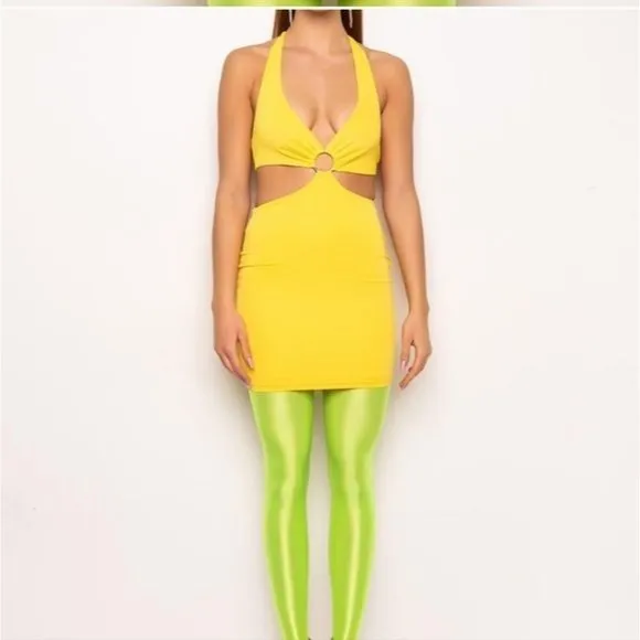 Callie Lives Stasia O—Sunshine CutOut Halter Bodycon Mini Dress Large