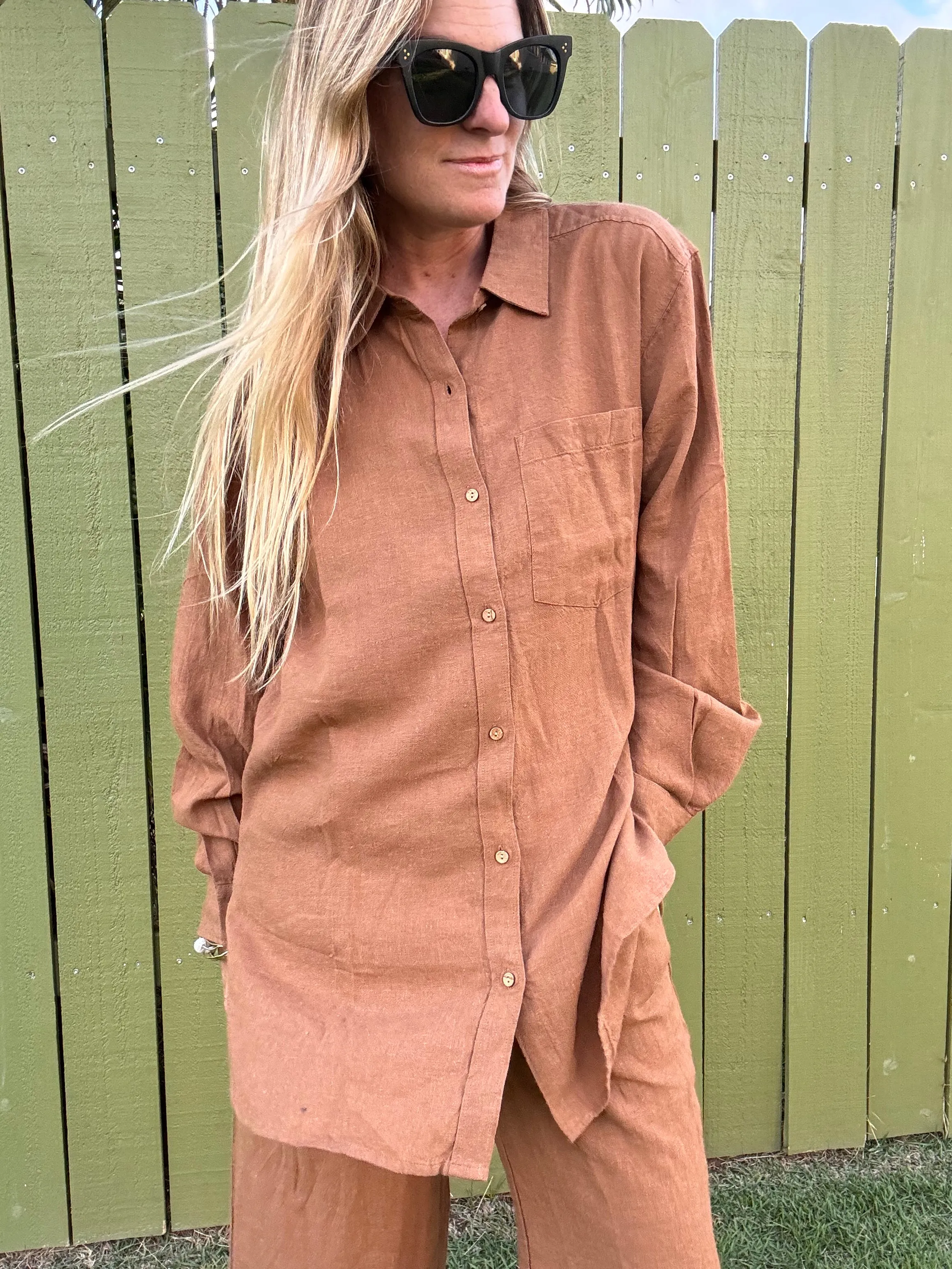 CARVE DESIGNS Taylor Linen Tunic - Rum Chambray