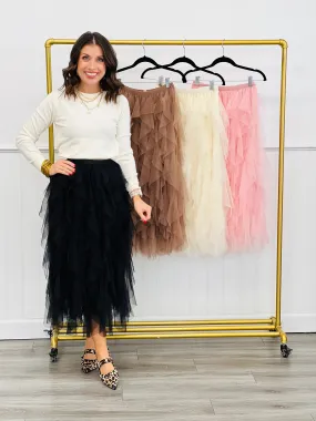 Cascading Tulle Mesh Maxi Skirt (Reg. and Plus) - 4 Colors