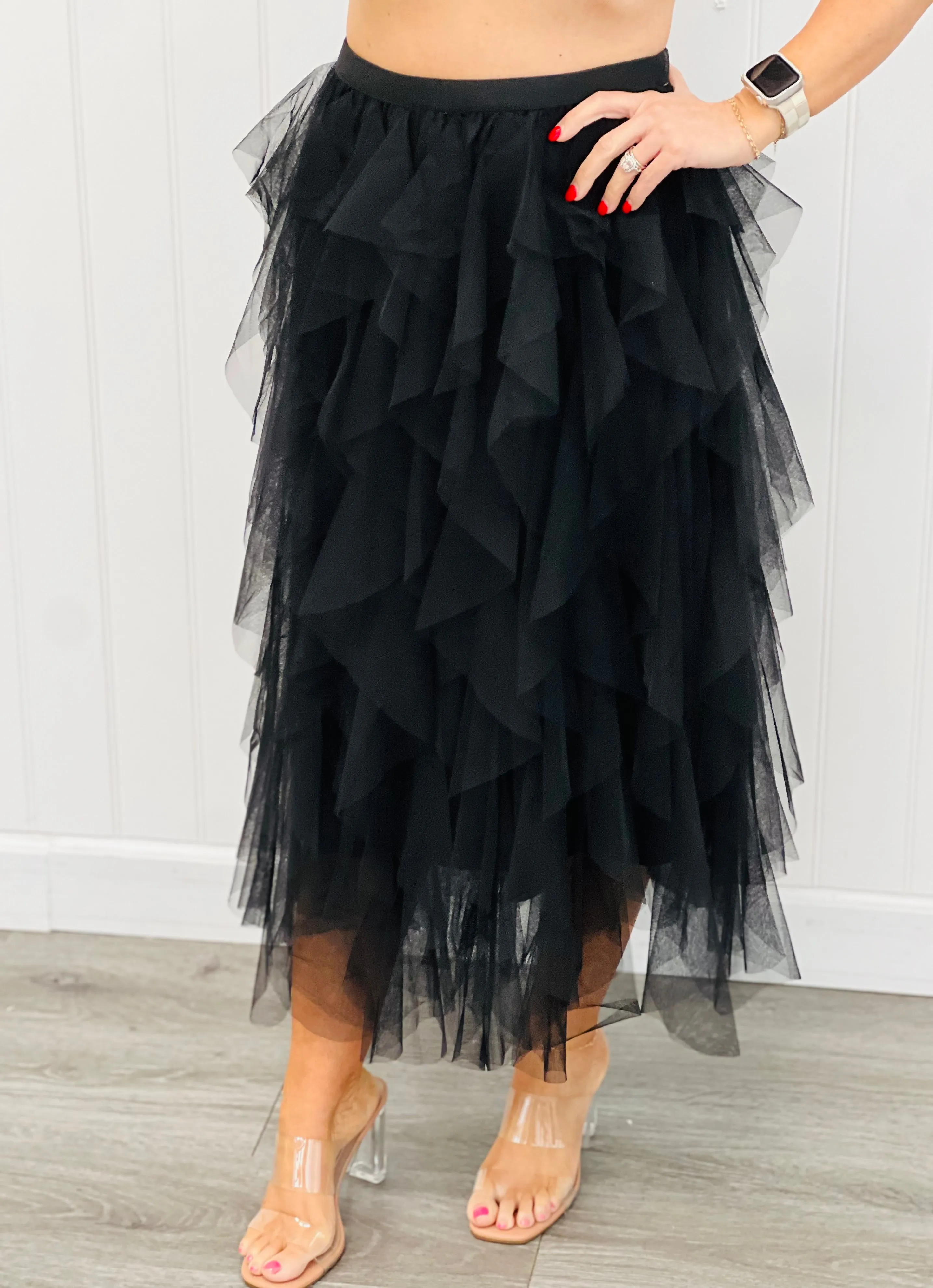 Cascading Tulle Mesh Maxi Skirt (Reg. and Plus) - 4 Colors