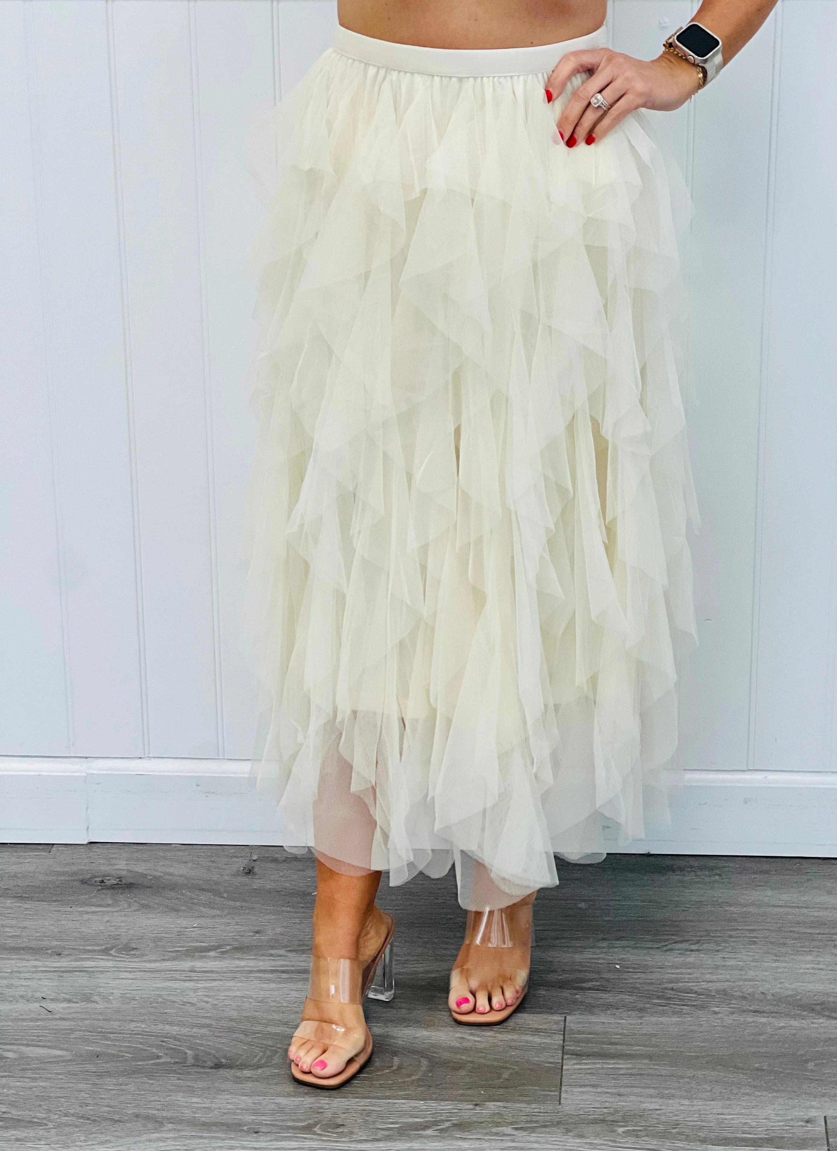 Cascading Tulle Mesh Maxi Skirt (Reg. and Plus) - 4 Colors