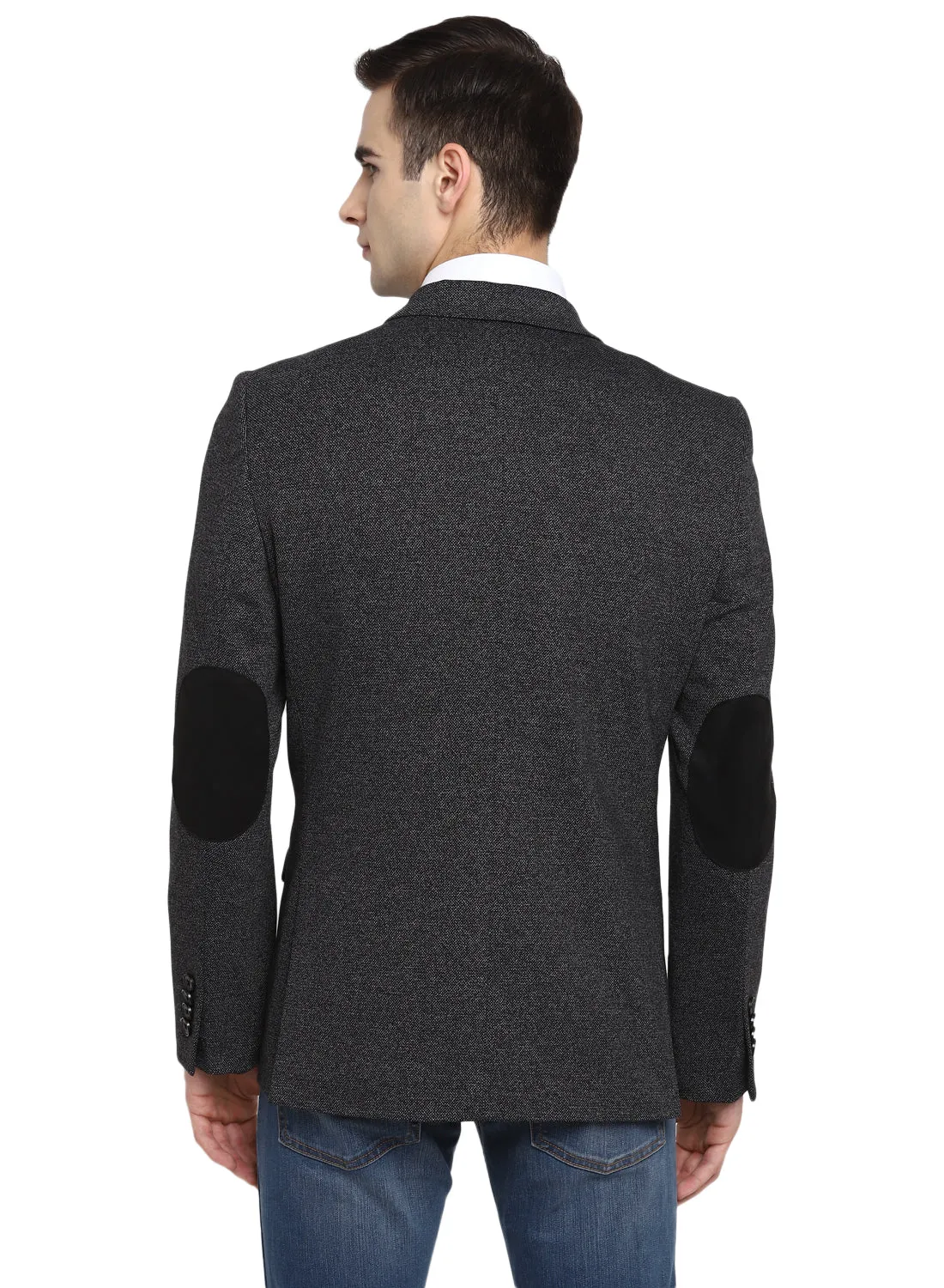 Charcoal Knit Peak Collar Jacket