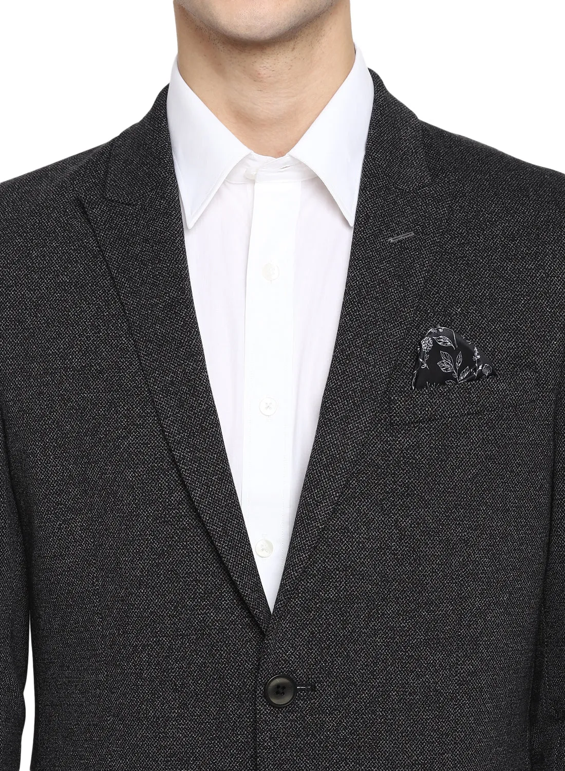 Charcoal Knit Peak Collar Jacket
