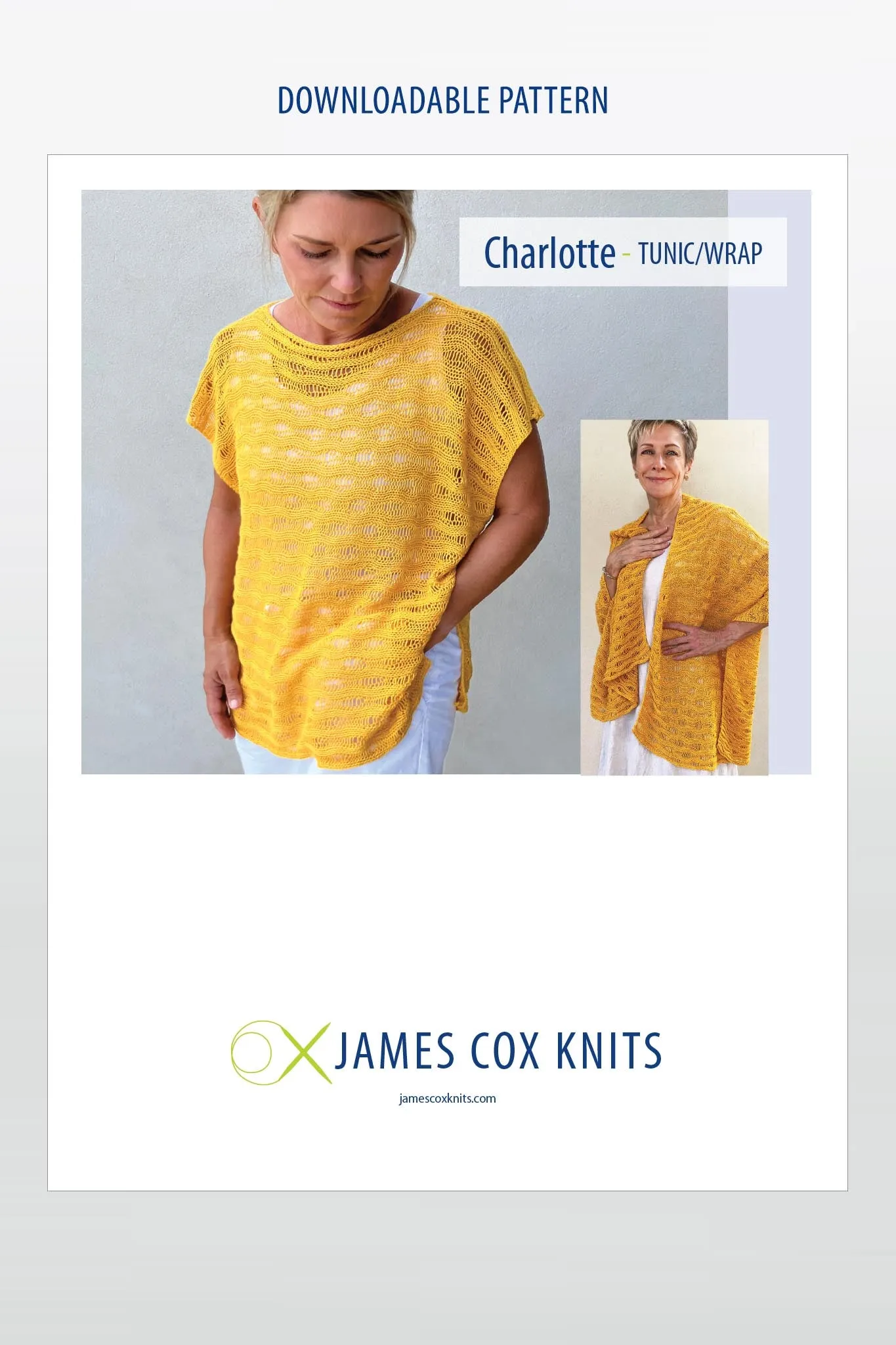 Charlotte Tunic / Wrap Designer Knitting Pattern