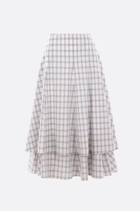 check poplin double-layer skirt