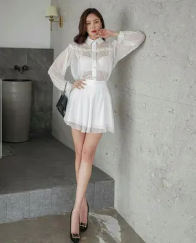 Chiffon Layered Mini Skirt Set