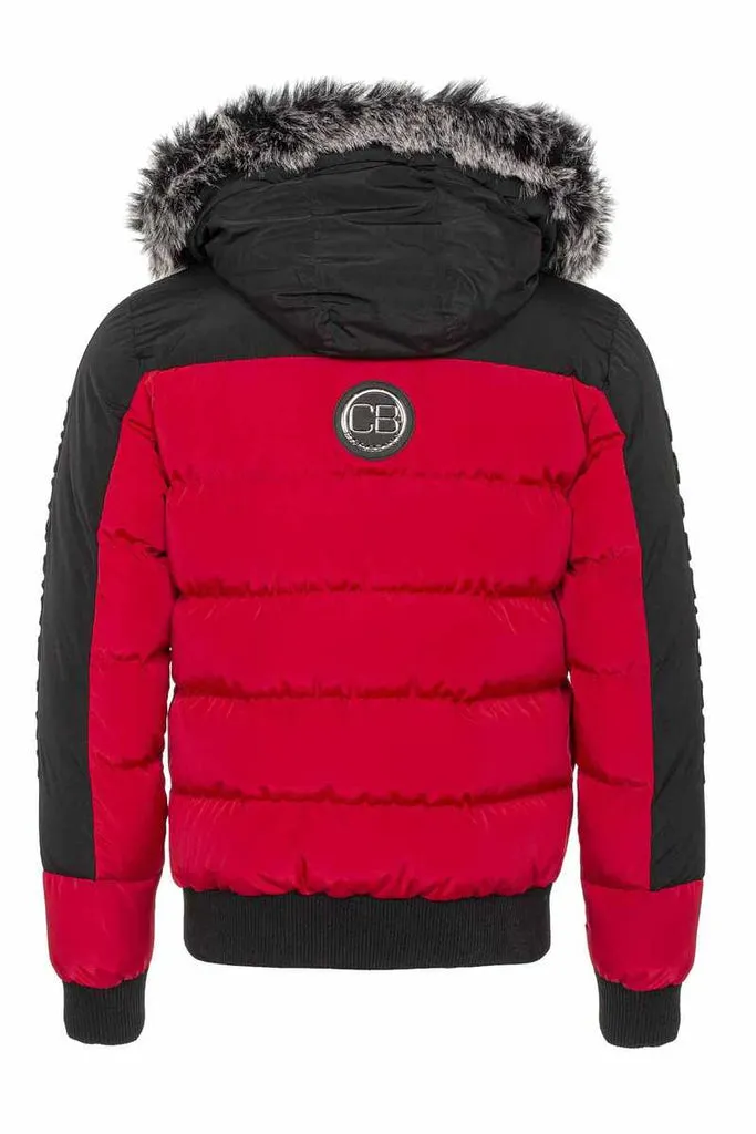 CM182 Fur Double Color Puffer Coat