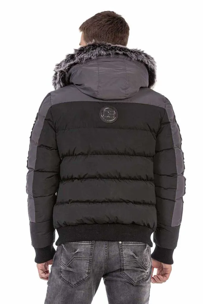 CM182 Fur Double Color Puffer Coat