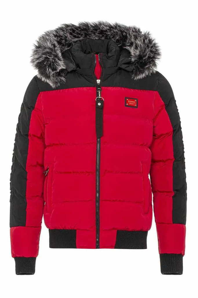 CM182 Fur Double Color Puffer Coat