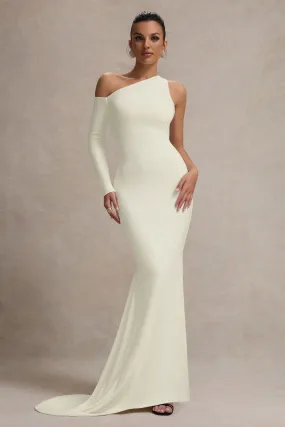 Contradiction | Cream One-Sleeve Asymmetric Maxi Dress