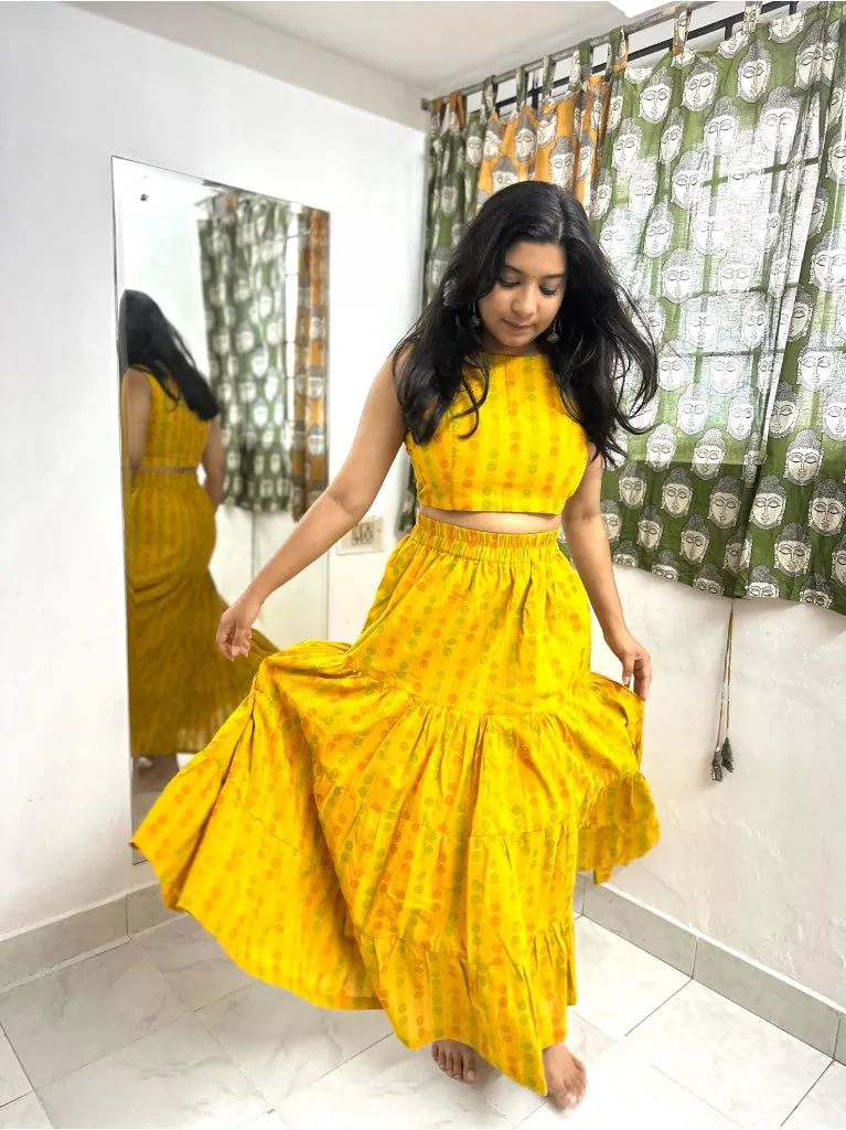 Culver City - High waist layer skirt Coords set - Yellow