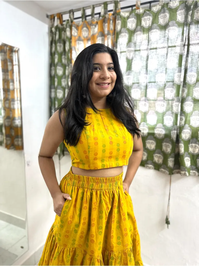 Culver City - High waist layer skirt Coords set - Yellow