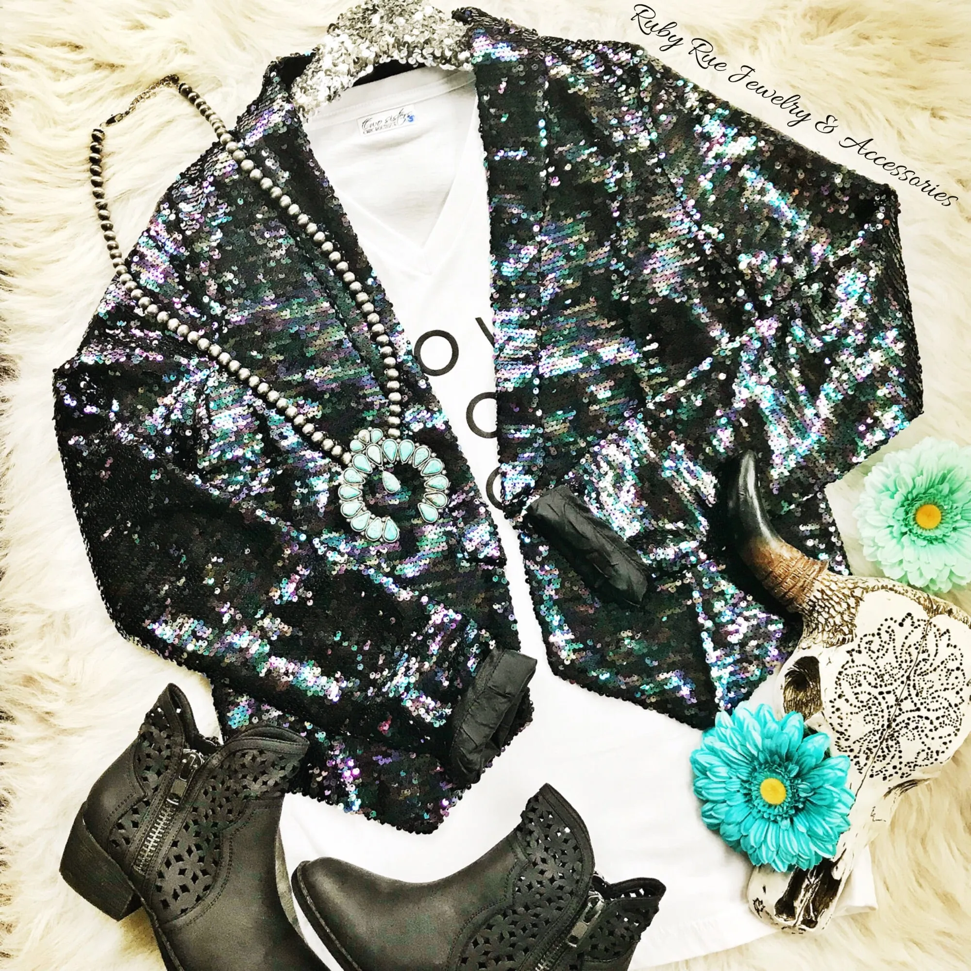 Dark Iridescent Sequin Blazer