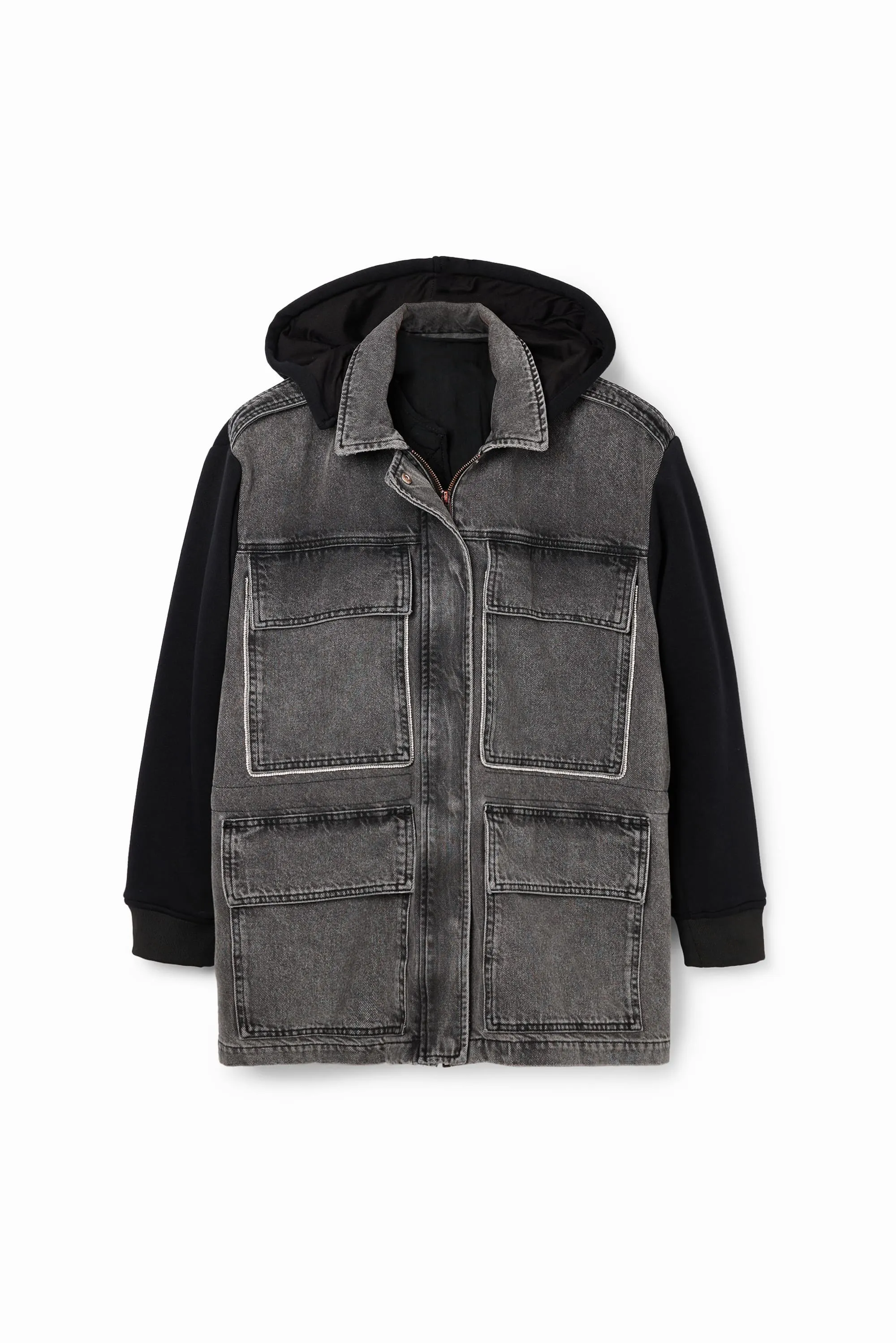 Desigual Rainier Denim Jacket  with Removable Gilet and Hood 24SWED43
