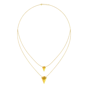 Double Layered Pyramid Themed 18k Gold Necklace