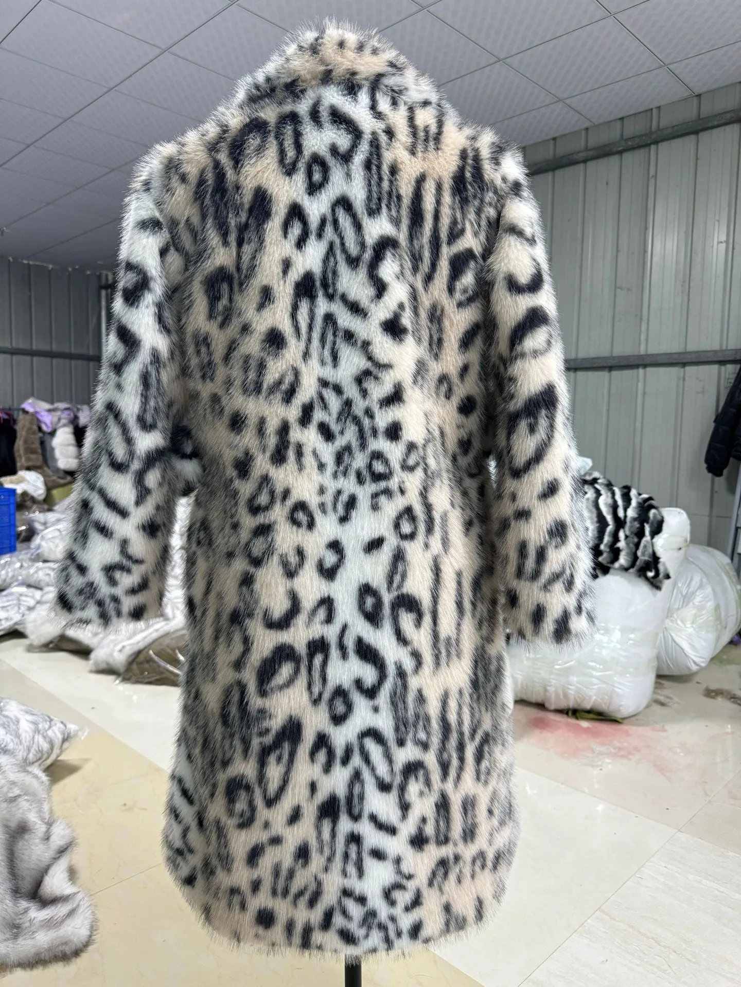 Elegant Leopard Print Faux Fur Coat – Belted Mid-Length Animal Print Winter Jacket