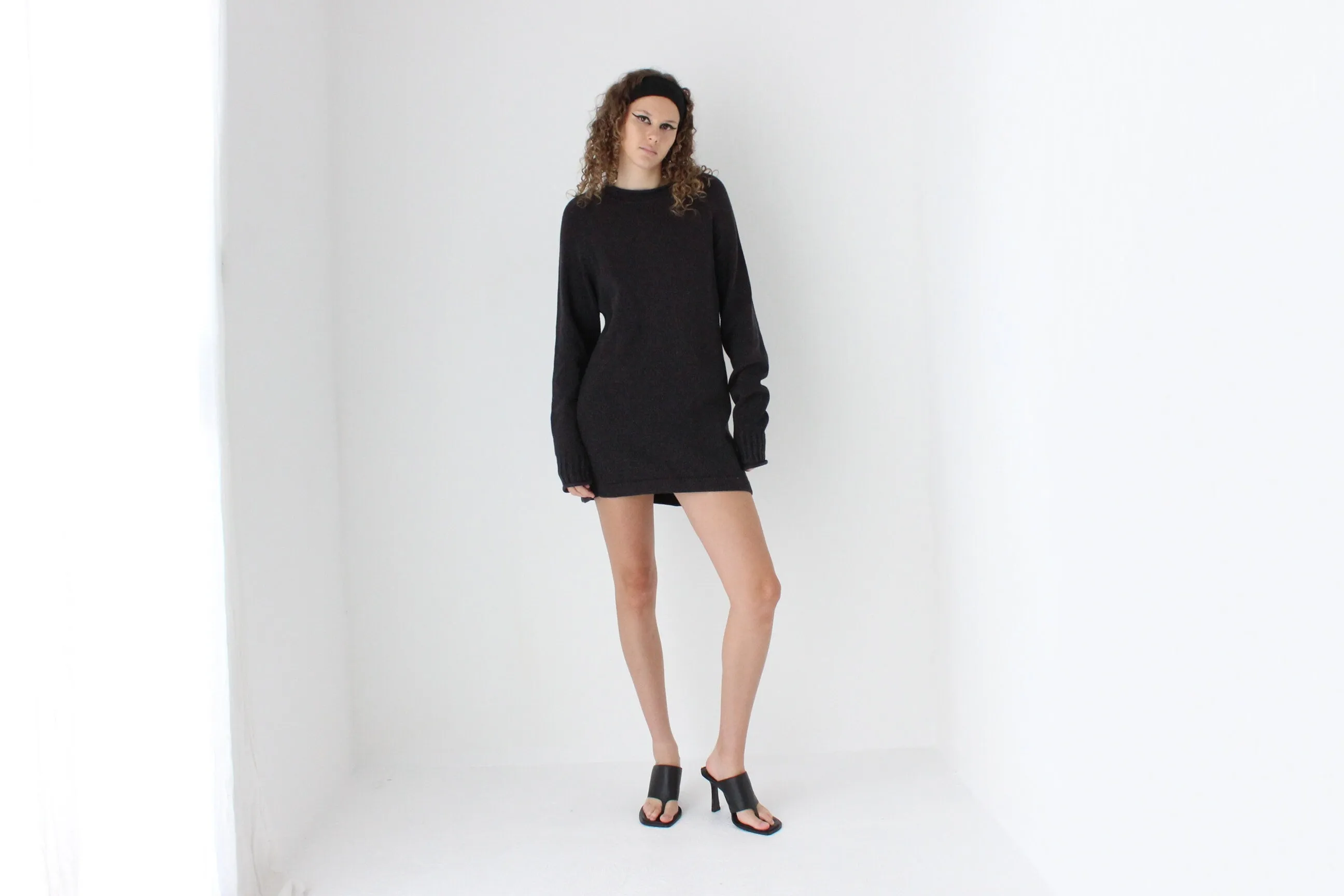 Essential 90s Charcoal Cotton Sweater Dress