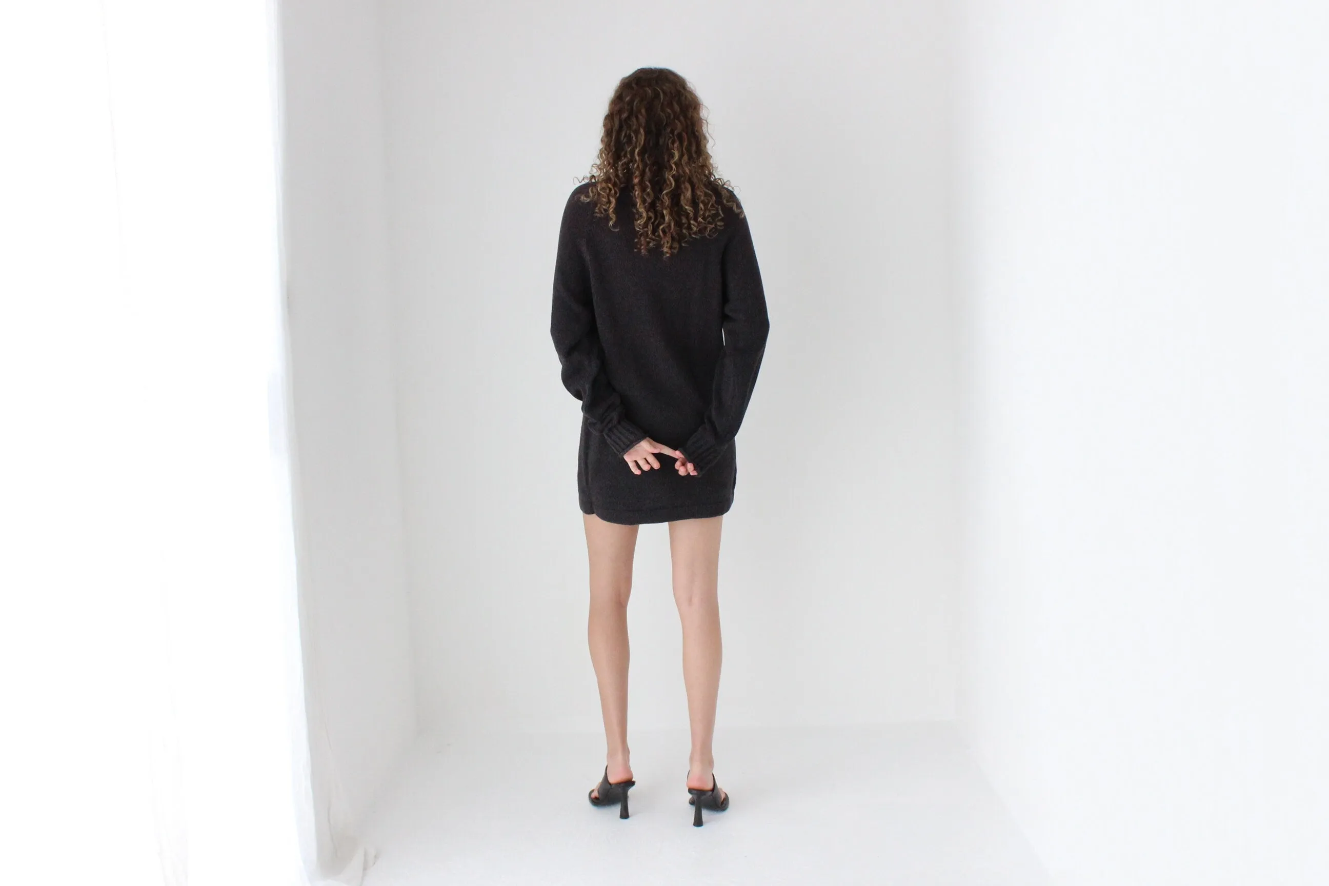 Essential 90s Charcoal Cotton Sweater Dress