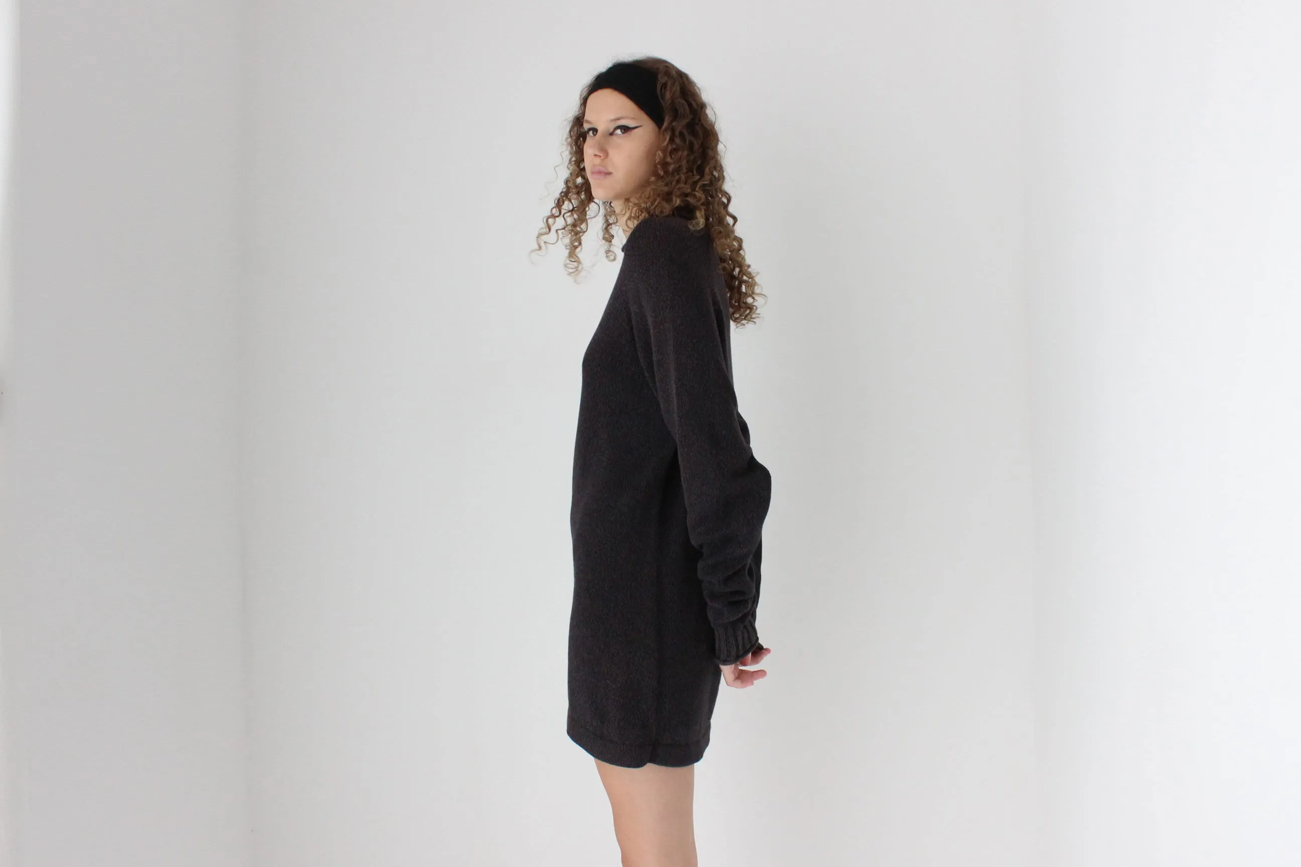 Essential 90s Charcoal Cotton Sweater Dress