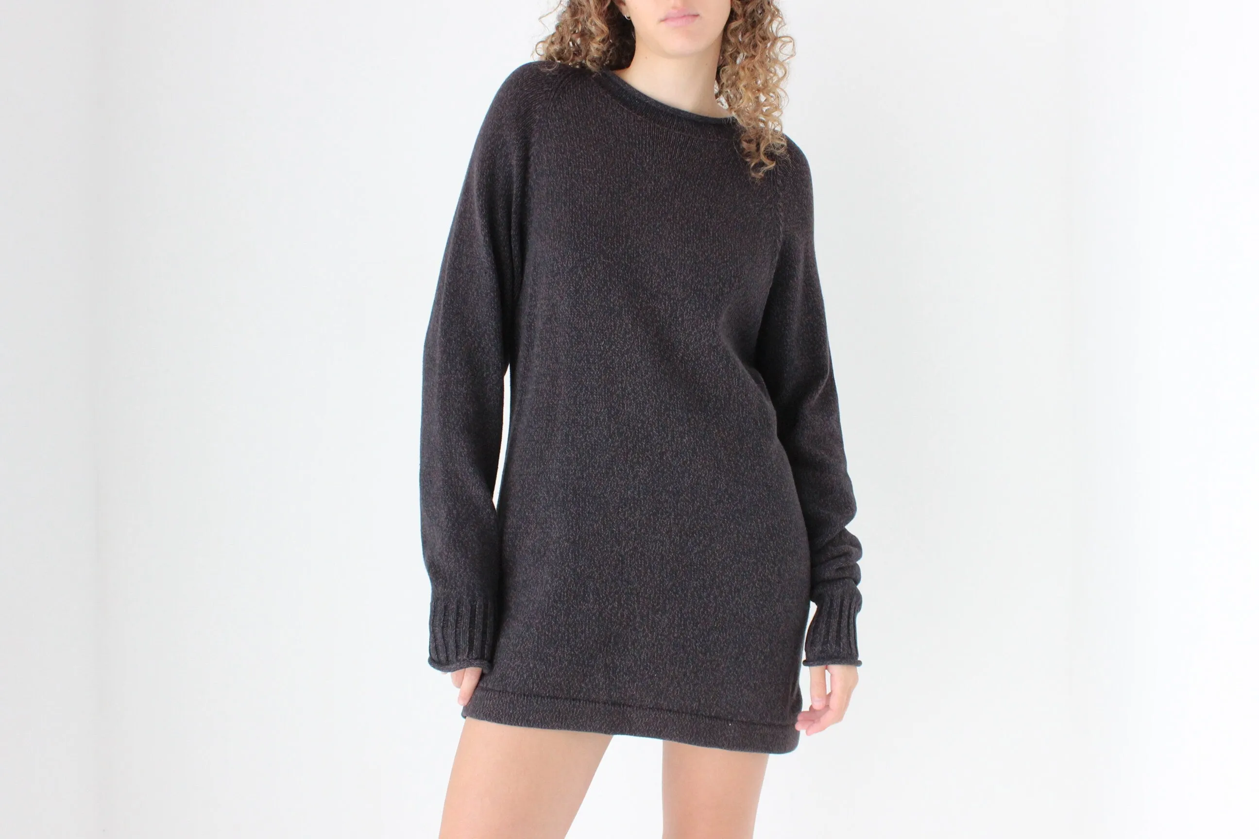 Essential 90s Charcoal Cotton Sweater Dress